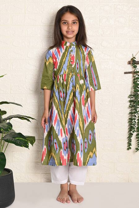 Buy_THE COTTON STAPLE_Green Cotton Orla Front Open Kurta With Pant _Online_at_Aza_Fashions