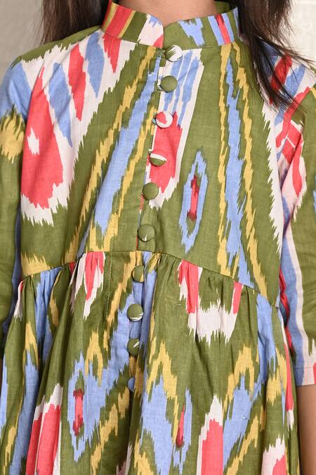 THE COTTON STAPLE_Green Cotton Orla Front Open Kurta With Pant _at_Aza_Fashions