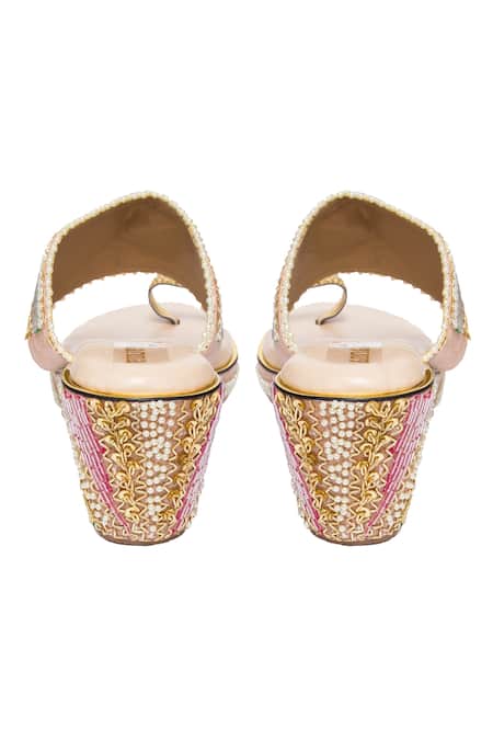Buy Kkarma Accessories Multi Color Embroidery Zardozi Platform Wedges Online at Aza Fashions Buy_Kkarma Accessories_Multi Color Embroidery Zardozi Platform Wedges _Online_at_Aza_Fashions
