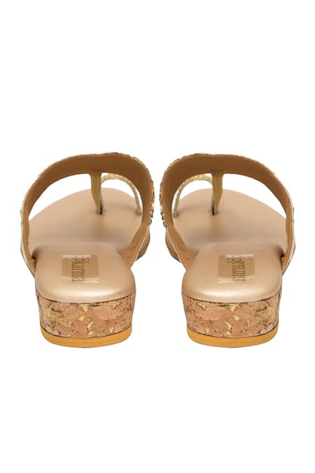 Buy_Kkarma Accessories_Pink Embroidery, Beads Korba Kolhapuri Heels _Online_at_Aza_Fashions