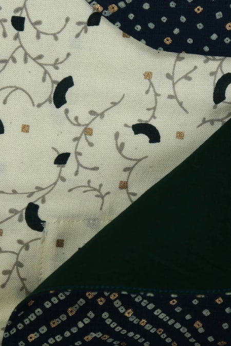 Champscloset_Cream Cotton Printed Bandhani Kurta Set With Bundi_Online_at_Aza_Fashions