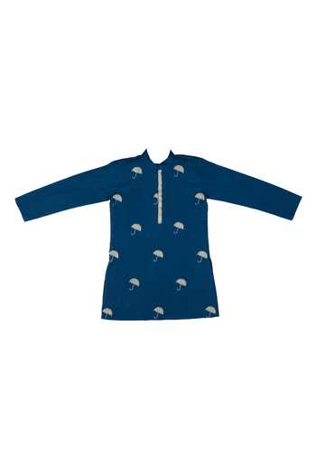 Little Stars Blue Handloom Cotton And Muslin Embroidery Kurta & Patiala Pant Set Online at Aza Fashions Little Stars_Blue Handloom Cotton And Muslin Embroidery Kurta & Patiala Pant Set _Online_at_Aza_Fashions