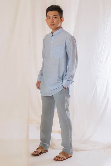 Buy Vaani Beswal Blue Linen Plain Pant Online at Aza Fashions Buy_Vaani Beswal_Blue Linen Plain Pant _Online_at_Aza_Fashions