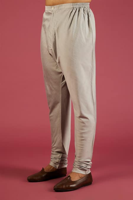 Krishna Mehta_Blue Tussar Printed Floral Block Kurta Set _Online_at_Aza_Fashions