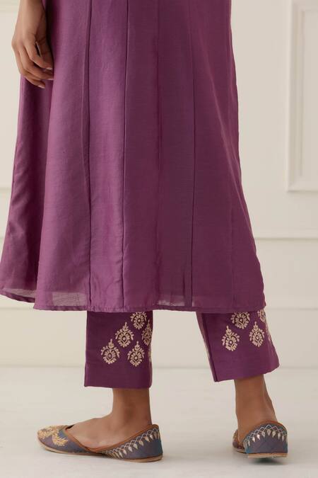 Buy Kamaltaas Purple Chanderi Silk, Lining Mulmul Paisley Embroidered Anarkali And Pant Set Online at Aza Fashions Buy_Kamaltaas_Purple Chanderi Silk, Lining Mulmul Paisley Embroidered Anarkali And Pant Set _Online_at_Aza_Fashions