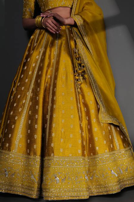 Taisha Yellow , Kota Doria, Organza Zari, Embroidered Bridal Lehenga Set at Aza Fashions Taisha_Yellow , Kota Doria, Organza Zari, Embroidered Bridal Lehenga Set _at_Aza_Fashions
