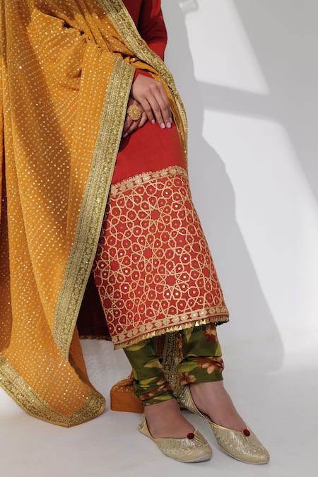 Buy Taisha Multi Color Handloom Cotton, Silk, Georgette Moroccan Embroidered Kurta Set Online at Aza Fashions Buy_Taisha_Multi Color Handloom Cotton, Silk, Georgette Moroccan Embroidered Kurta Set _Online_at_Aza_Fashions