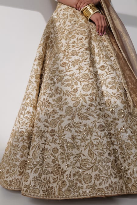 Shop Taisha Brown Silk, Tussar Embroidery, Sequins, Botanical Jaal Hand Bridal Lehenga Set Online at Aza Fashions Shop_Taisha_Brown Silk, Tussar Embroidery, Sequins, Botanical Jaal Hand Bridal Lehenga Set _Online_at_Aza_Fashions