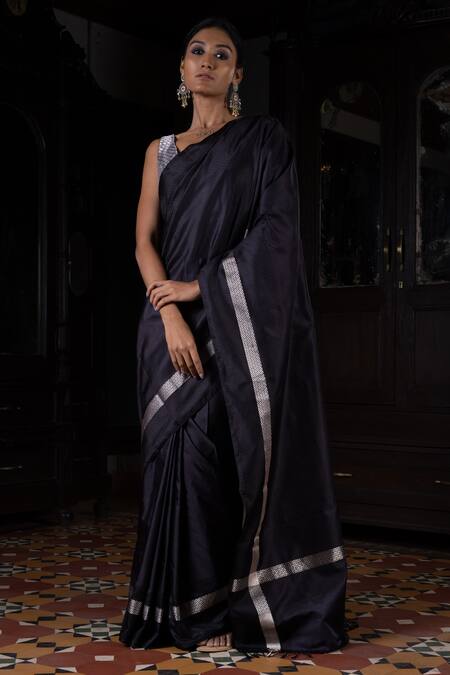 Black Pure Silk Mark Certified Murshidabad Silk Sarees Get Extra 10% D –  Dailybuyys