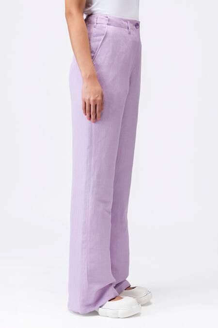 Genes Lecoanet Hemant_Purple Plain Full Bloom Flared Trouser _Online_at_Aza_Fashions