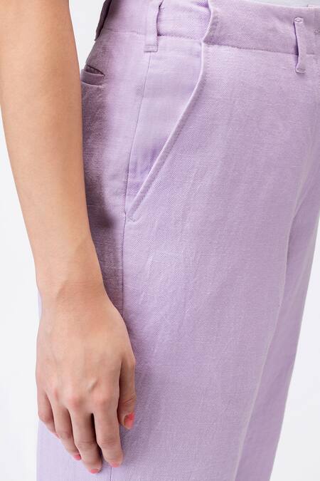 Buy_Genes Lecoanet Hemant_Purple Plain Full Bloom Flared Trouser _Online_at_Aza_Fashions