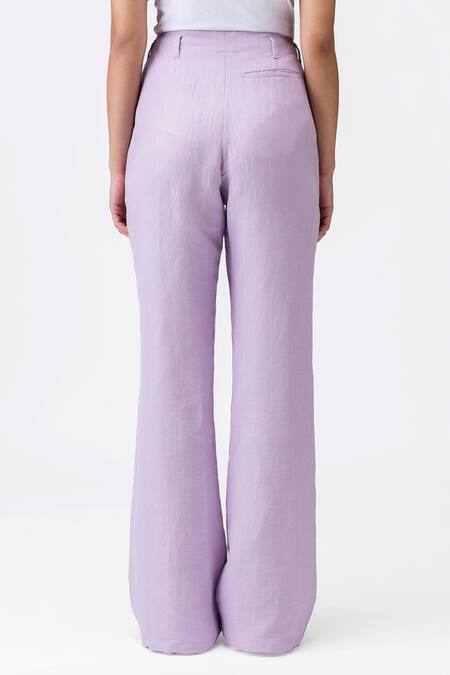 Shop_Genes Lecoanet Hemant_Purple Plain Full Bloom Flared Trouser _Online_at_Aza_Fashions