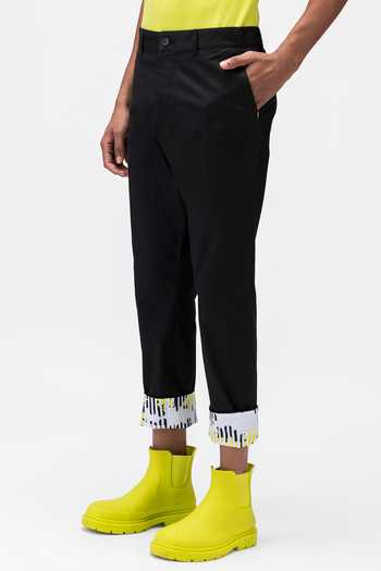 Buy_Genes Lecoanet Hemant_Black Cotton Twill Plain Patch Pocket Trouser _Online_at_Aza_Fashions