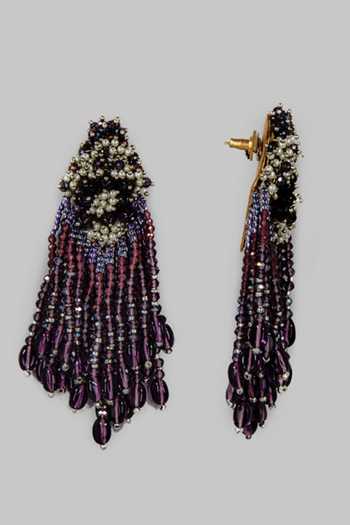 Buy_House Of D"Oro_Purple Crystals, Beads, Pearls Anakia Dangler Earrings _Online_at_Aza_Fashions