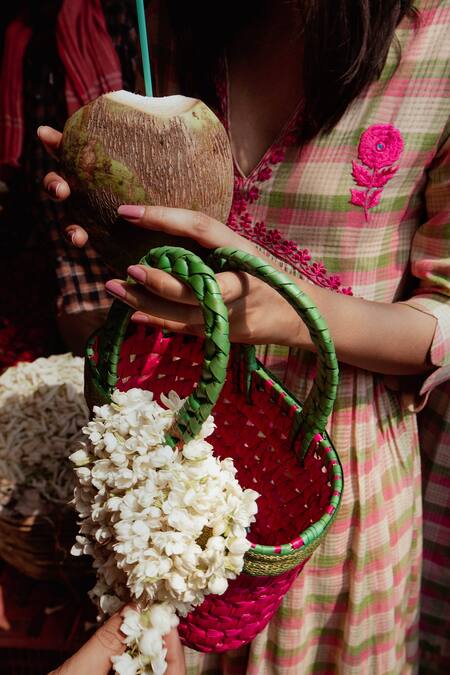 Buy Label Earthen Multi Color , Handloom Checkered Pattern Anarkali And Pant Set Buy_Label Earthen_Multi Color , Handloom Checkered Pattern Anarkali And Pant Set