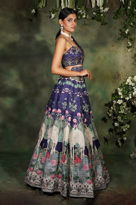 Buy Archana Kochhar Blue Silk, Net Sequins, Embroidery, Beads Regal Paradise Bridal Lehenga Set Online at Aza Fashions Buy_Archana Kochhar_Blue Silk, Net Sequins, Embroidery, Beads Regal Paradise Bridal Lehenga Set _Online_at_Aza_Fashions