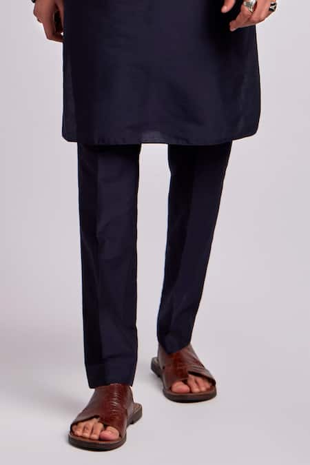 Bubber Couture Blue Cotton, Silk Embroidery Leonid Placement Kurta With Pant Online at Aza Fashions Bubber Couture_Blue Cotton, Silk Embroidery Leonid Placement Kurta With Pant _Online_at_Aza_Fashions