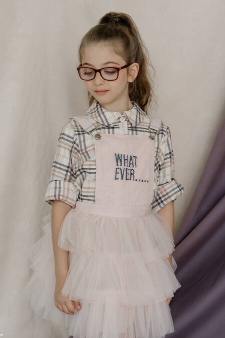 Shop_Swati Golyan_Pink Net, Cotton Embroidery Whatever Pinafore Tutu Dress _Online_at_Aza_Fashions