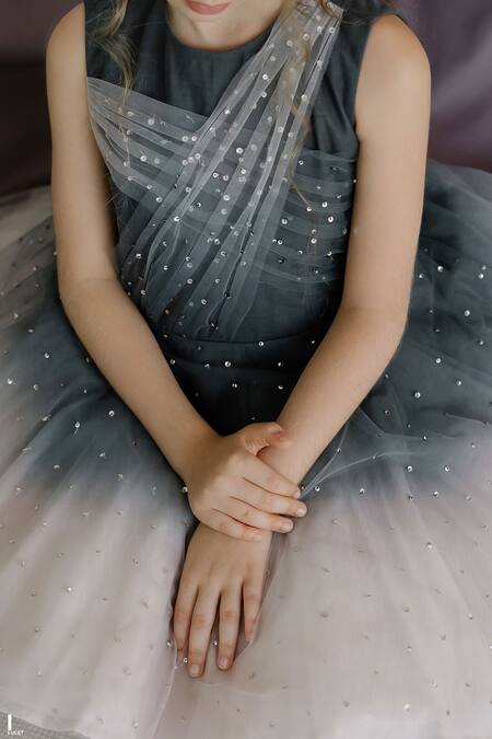 Swati Golyan Black Net And Ombre & Sequins Dress at Aza Fashions Swati Golyan_Black Net And Ombre & Sequins Dress _at_Aza_Fashions