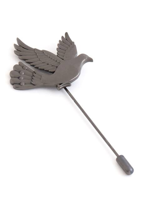 Shop_Cosa Nostraa_Black Flying Bird Lapel Pin _Online_at_Aza_Fashions
