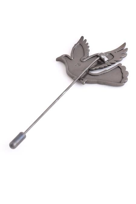 Cosa Nostraa_Black Flying Bird Lapel Pin _at_Aza_Fashions