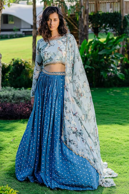 Redpine Designs Blue Viscose, Georgette, Chanderi Cut Work, And Cutdana Embroidered Lehenga Set Online at Aza Fashions Redpine Designs_Blue Viscose, Georgette, Chanderi Cut Work, And Cutdana Embroidered Lehenga Set _Online_at_Aza_Fashions