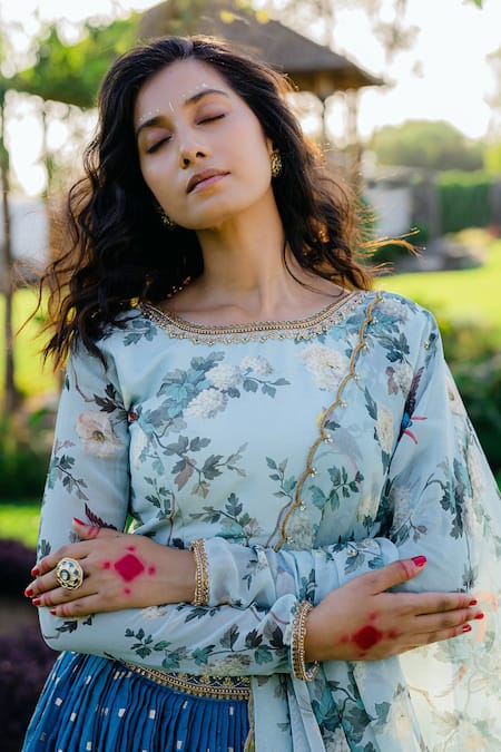 Buy Redpine Designs Blue Viscose, Georgette, Chanderi Cut Work, And Cutdana Embroidered Lehenga Set Online at Aza Fashions Buy_Redpine Designs_Blue Viscose, Georgette, Chanderi Cut Work, And Cutdana Embroidered Lehenga Set _Online_at_Aza_Fashions