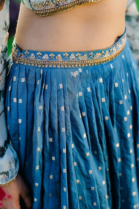 Redpine Designs Blue Viscose, Georgette, Chanderi Cut Work, And Cutdana Embroidered Lehenga Set at Aza Fashions Redpine Designs_Blue Viscose, Georgette, Chanderi Cut Work, And Cutdana Embroidered Lehenga Set _at_Aza_Fashions