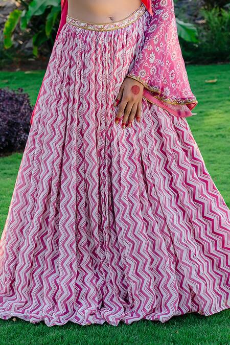 Shop_Redpine Designs_Purple Viscose, Georgette, Crepe Sequins, Embroidery Chevron Print Lehenga Set _Online_at_Aza_Fashions