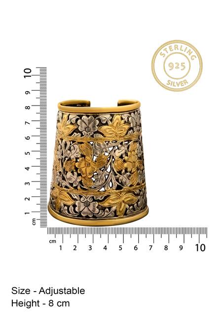 Neeta Boochra Gold Plated Tribal Floral Pattern Cuff Online at Aza Fashions Neeta Boochra_Gold Plated Tribal Floral Pattern Cuff_Online_at_Aza_Fashions