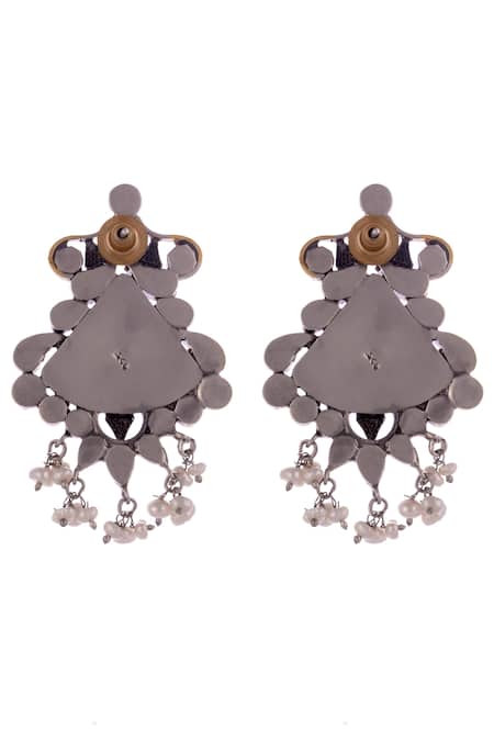 Neeta Boochra_Gold Plated Pearls Tribal Carved Earrings _Online_at_Aza_Fashions