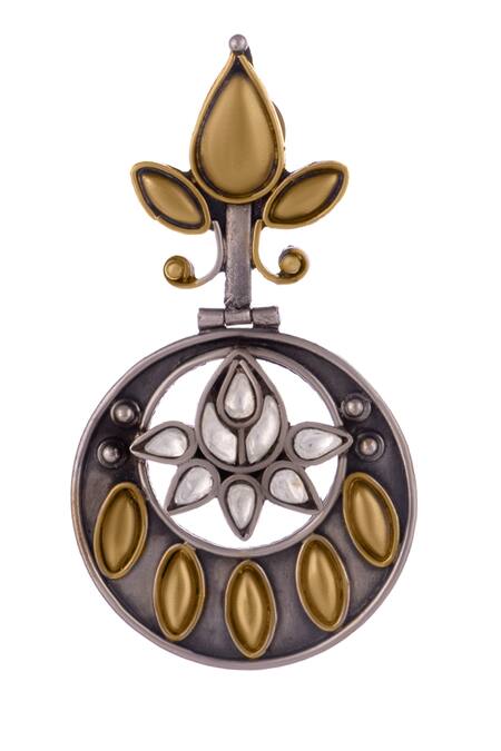 Neeta Boochra_Gold Plated Circular Pattern Tribal Earrings_Online_at_Aza_Fashions