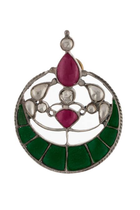 Shop_Neeta Boochra_Multi Color Kundan Embellished Chandbalis _Online_at_Aza_Fashions