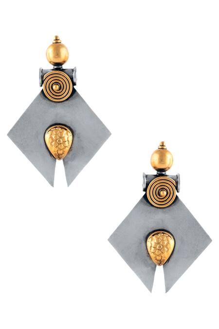 Buy Neeta Boochra Gold Plated Cut Work Two Tone Dangler Earrings Online at Aza Fashions Buy_Neeta Boochra_Gold Plated Cut Work Two Tone Dangler Earrings _Online_at_Aza_Fashions