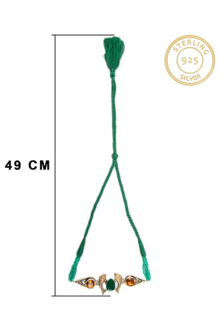 Buy_Neeta Boochra_Multi Color Green Onyx And Orange Stone Embellished Fish Choker Necklace_Online_at_Aza_Fashions