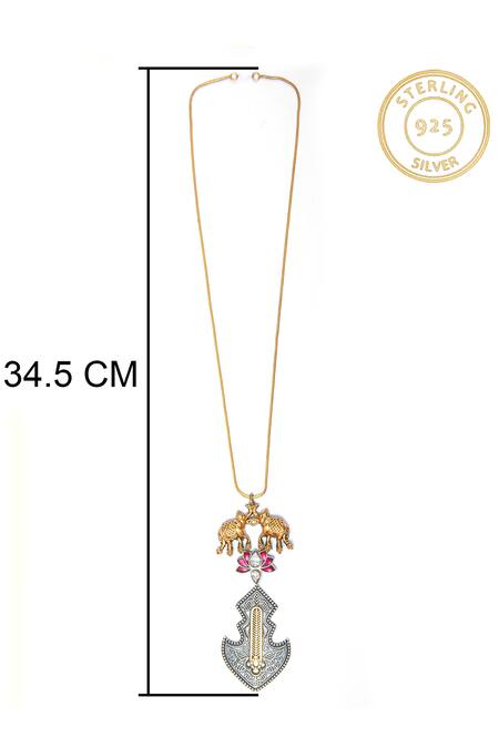 Buy Neeta Boochra Gold Plated Elephant And Lotus Carved Necklace Online at Aza Fashions Buy_Neeta Boochra_Gold Plated Elephant And Lotus Carved Necklace _Online_at_Aza_Fashions