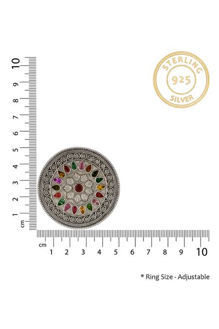 Buy_Neeta Boochra_Silver Plated Aaa Tourmaline Embellished Ring_Online_at_Aza_Fashions