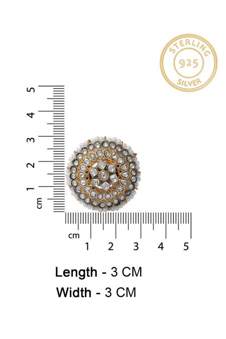 Buy_Neeta Boochra_Gold Plated Pearls, Kundan, Cubic Zirconia Embellished Ring_Online_at_Aza_Fashions
