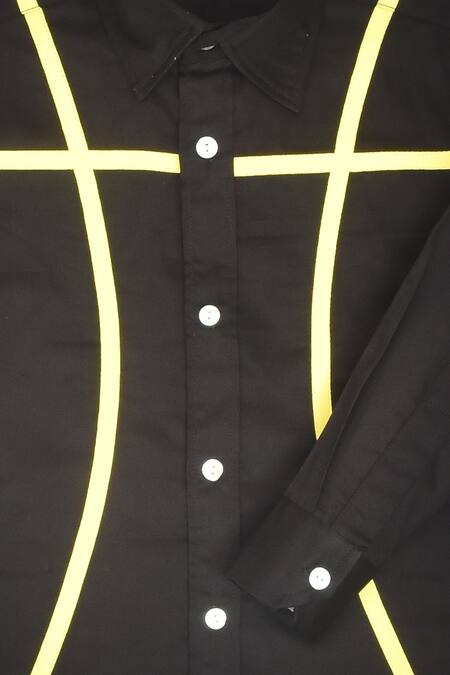 Buy LA Dee DA Black Cotton Stripe Pattern Shirt Online at Aza Fashions Buy_LA Dee DA_Black Cotton Stripe Pattern Shirt _Online_at_Aza_Fashions