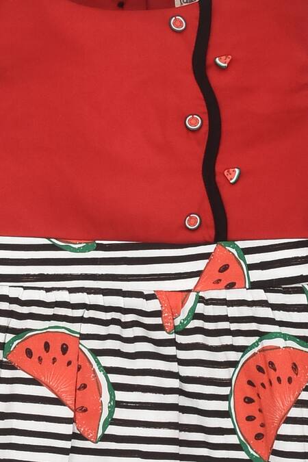 LA Dee DA Red Cotton Watermelon Slice Print Dress Online at Aza Fashions LA Dee DA_Red Cotton Watermelon Slice Print Dress _Online_at_Aza_Fashions