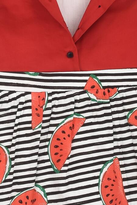 Buy LA Dee DA Red Cotton Watermelon Slice Print Dress Online at Aza Fashions Buy_LA Dee DA_Red Cotton Watermelon Slice Print Dress _Online_at_Aza_Fashions