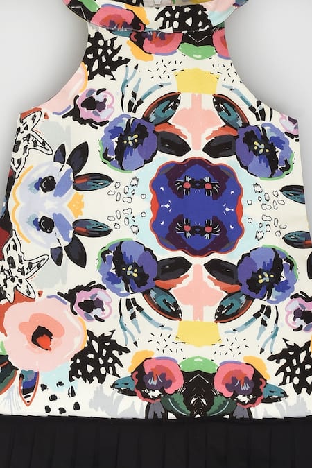 LA Dee DA Multi Color Cotton Abstract Floral Print Dress Online at Aza Fashions LA Dee DA_Multi Color Cotton Abstract Floral Print Dress _Online_at_Aza_Fashions