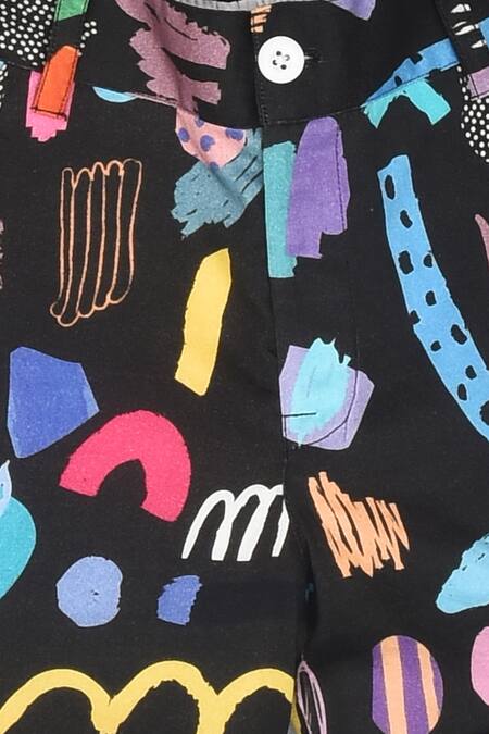 Buy LA Dee DA Black Cotton Abstract Print Shirt And Pant Set Buy_LA Dee DA_Black Cotton Abstract Print Shirt And Pant Set