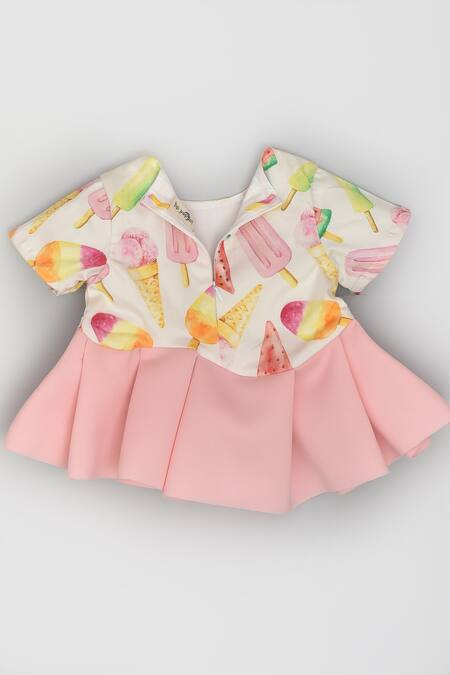 Buy LA Dee DA Multi Color Cotton Ice Cream Print Peplum Top And Short Set Online at Aza Fashions Buy_LA Dee DA_Multi Color Cotton Ice Cream Print Peplum Top And Short Set _Online_at_Aza_Fashions