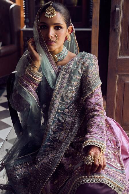 Buy Lashkaraa Purple Satin, Chiffon Sequins, Stones, Zari, Embroidery Floral Jaali Kurta Set Online at Aza Fashions Buy_Lashkaraa_Purple Satin, Chiffon Sequins, Stones, Zari, Embroidery Floral Jaali Kurta Set_Online_at_Aza_Fashions
