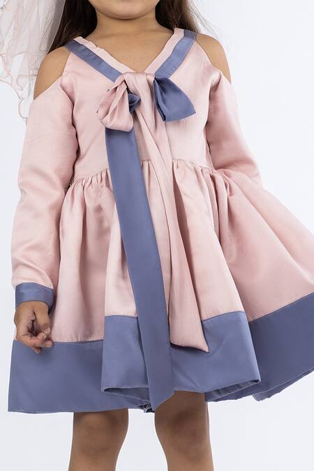Buy Darleen Kids Couture Pink Silk, Satin Lucy Cold Shoulder Dress Online at Aza Fashions Buy_Darleen Kids Couture_Pink Silk, Satin Lucy Cold Shoulder Dress _Online_at_Aza_Fashions
