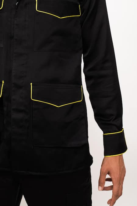 Buy_Neora By Nehal Chopra_Black Solid Jacket Shirt _Online_at_Aza_Fashions