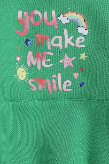 Buy_Knitting Doodles_Green Fleece Printed You Make Me Smile Top And Joggers Set_Online_at_Aza_Fashions