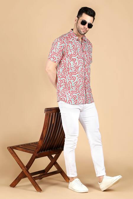 THE COTTON STAPLE_Green Cotton Abstract Pixar Print Shirt _Online_at_Aza_Fashions