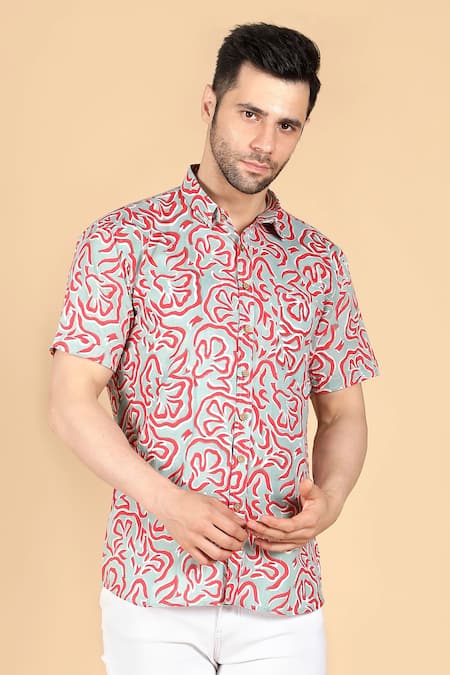 Buy_THE COTTON STAPLE_Green Cotton Abstract Pixar Print Shirt _Online_at_Aza_Fashions